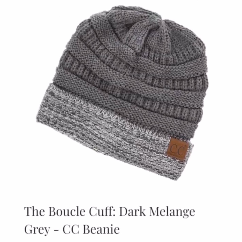 C.C beanie in melange grey the boucle cuff - winter and fall knit hats